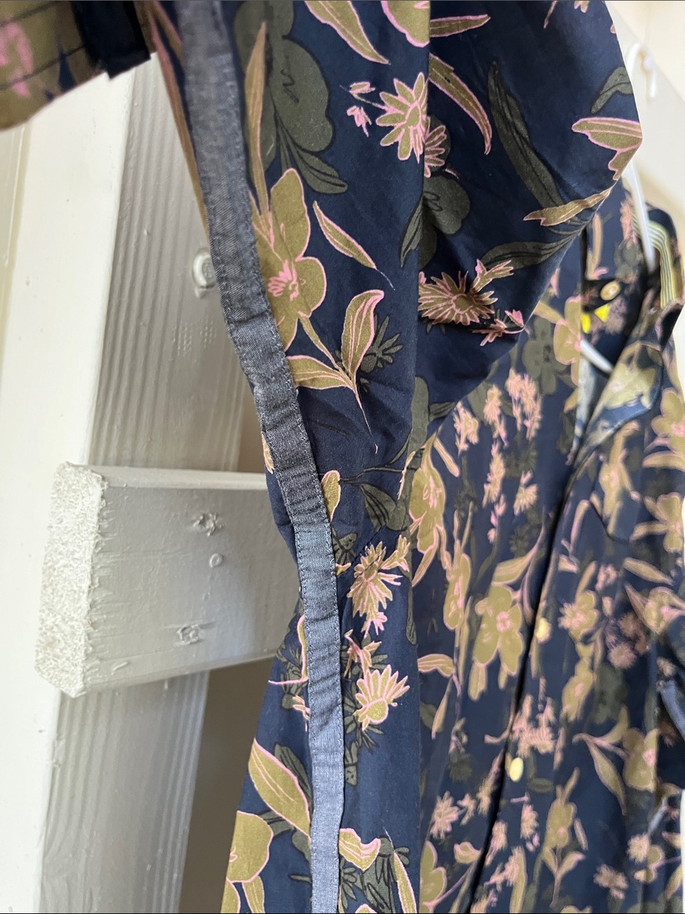 Descendant of Thieves Floral Button-Up Shirt in Navy with Pink & Olive - Picture 5 of 7